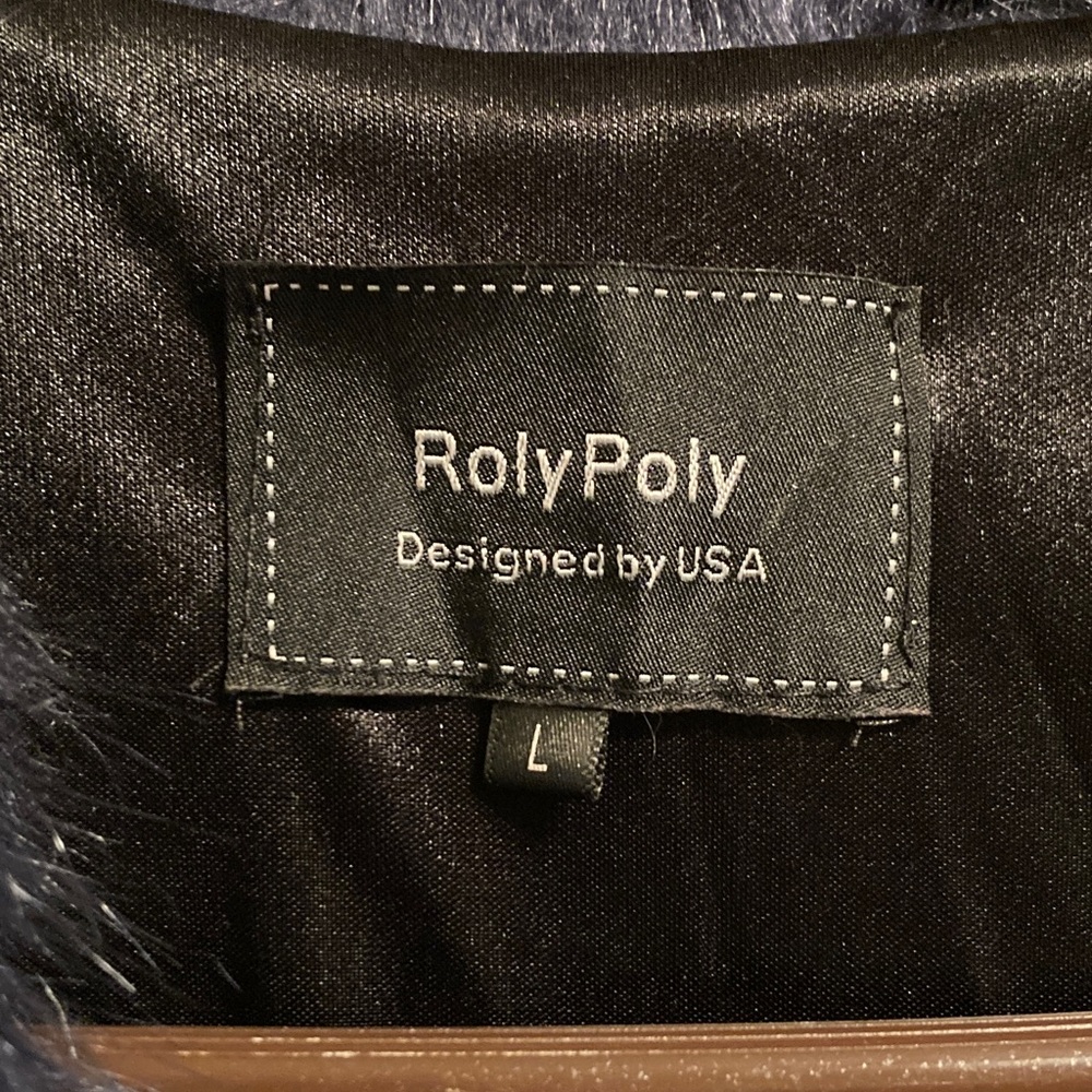 Faux Fur Colorblock Vest Roly Poly Large - Picture 2 of 7
